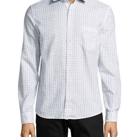 Boss Orange Epop Printed Textured Shirt-WHITE-Medium - Picture 1 of 9